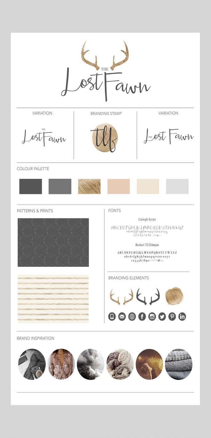 Full style palette of Lost Fawn branding